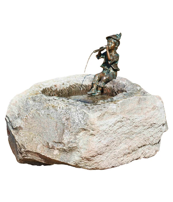 Rottenecker Granit-Trog Mit Bronze-Figur Antonio, Wasserspeiend 1 Rottenecker Granit-Trog Mit Bronze-Figur Antonio, Wasserspeiend