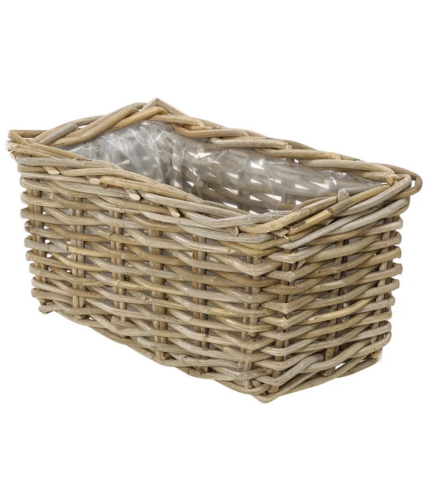 Van Der Leeden Rattan-Pflanzkasten, Graubraun 1 Van Der Leeden Rattan-Pflanzkasten, Graubraun