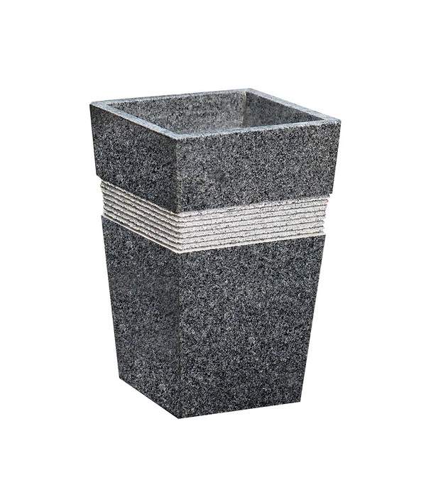 Granit-Pflanztopf, Eckig, Schwarz, 30 X 30 X 49 Cm 1 Granit-Pflanztopf, Eckig, Schwarz, 30 X 30 X 49 Cm