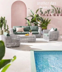 Dehner Flechtlounge Bali, 4-teilig -Gartenbedarf Angebote 6705305 WE MO 001 LoungeBaliNEU